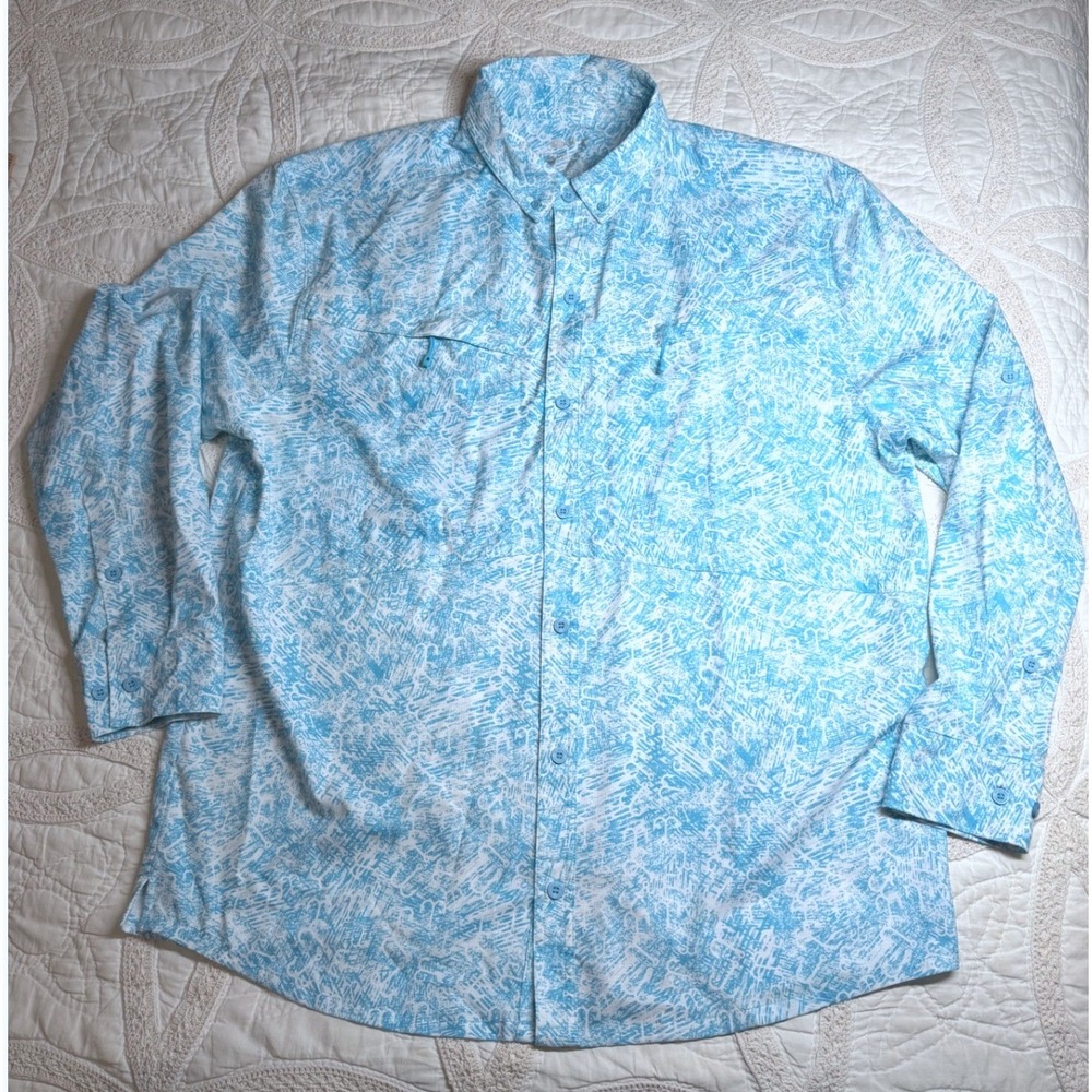 Silver Bait Fishing Shirt Blue White Gorpcore Nautical  Performance Coastal XL